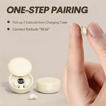  Mini Invisible Bluetooth 5.4 True Wireless In-Ear Earphones - Sports Audio Earbuds with Noise Cancelling Technology for Gaming and Summer Use