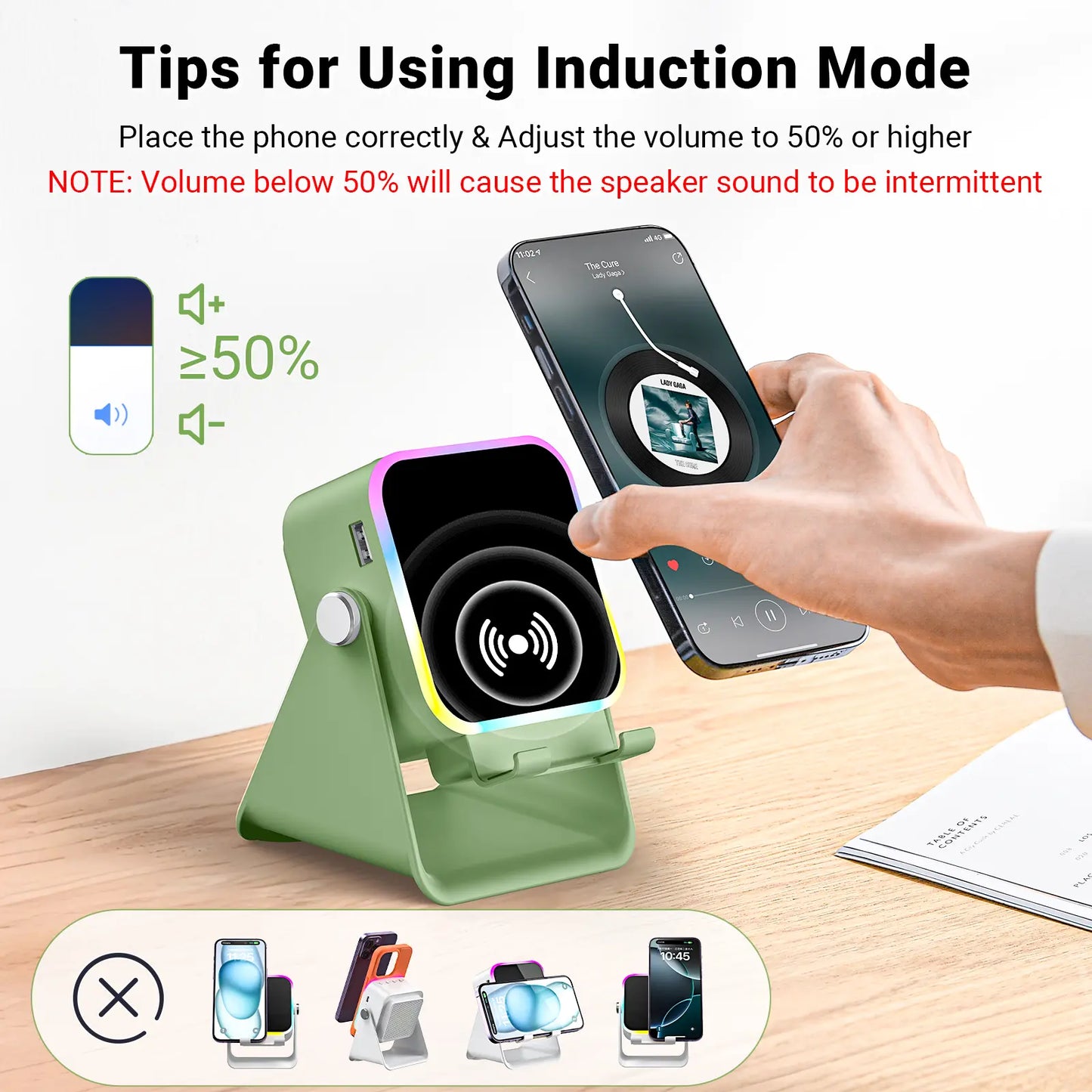 [Dealsforyoudays] PUTARE Wireless Induction Audio Speaker Stand, 5In1 Cellphone Holder, 3500Mah Rechargeable Emergency Power Bank,360° Adjustable Mobile Tablet Stand with Colorful Ambient Light Gifts for Men Women Summerwins
