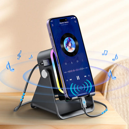[Dealsforyoudays] PUTARE Wireless Induction Audio Speaker Stand, 5In1 Cellphone Holder, 3500Mah Rechargeable Emergency Power Bank,360° Adjustable Mobile Tablet Stand with Colorful Ambient Light Gifts for Men Women Summerwins