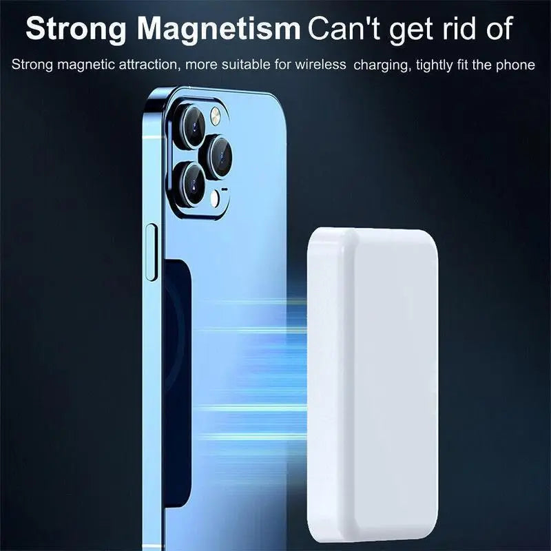 5000mAh Magnetic Power Bank for iPhone 12-17 Series, Compatible with MagSafe and Non-MagSafe Cases, Portable Wireless Charger by Summerwins