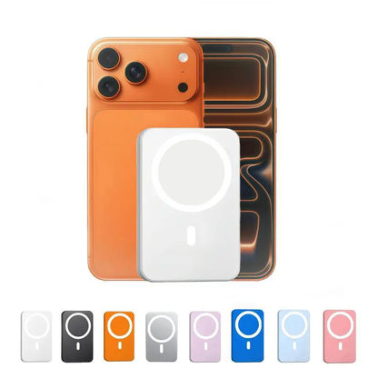 5000mAh Magnetic Power Bank for iPhone 12-17 Series, Compatible with MagSafe and Non-MagSafe Cases, Portable Wireless Charger by Summerwins