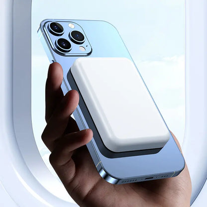 5000mAh Magnetic Power Bank for iPhone 12-17 Series, Compatible with MagSafe and Non-MagSafe Cases, Portable Wireless Charger by Summerwins