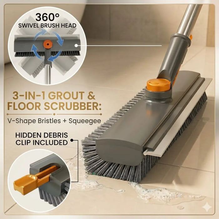 3-in-1 Telescopic Floor Brush & Squeegee